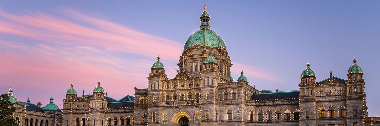Parliament Buildings in downtown Victoria, BC
